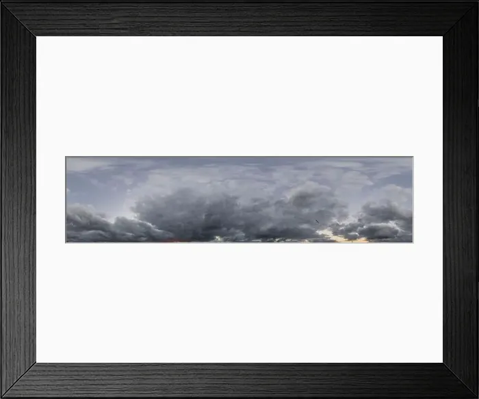 Framed Print : Overcast sky panorama on rainy day with Nimbostratus clouds in seamless spherical equirectangular format Framed Print : Overcast sky panorama on rainy day with Nimbostratus clouds in seamless spherical equirectangular format