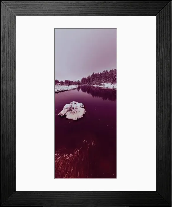Framed Print : An aerial view of a frozen river flowing through snow-covered forests on a cloudy sunset sky background Framed Print : An aerial view of a frozen river flowing through snow-covered forests on a cloudy sunset sky background