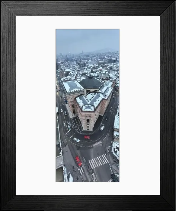 Framed Print : Sarajevo city hall or national library in town center aerialhyper lapse or time lapse Framed Print : Sarajevo city hall or national library in town center aerialhyper lapse or time lapse