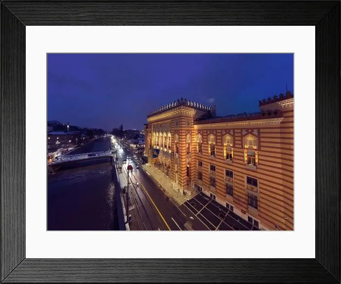Framed Print : Sarajevo city hall or national library in town center aerialhyper lapse or time lapse Framed Print : Sarajevo city hall or national library in town center aerialhyper lapse or time lapse