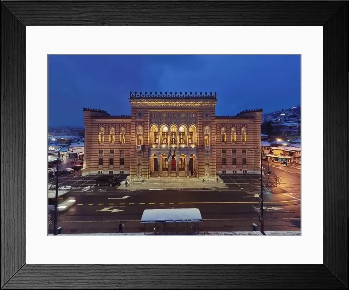 Framed Print : Sarajevo city hall or national library in town center aerialhyper lapse or time lapse Framed Print : Sarajevo city hall or national library in town center aerialhyper lapse or time lapse