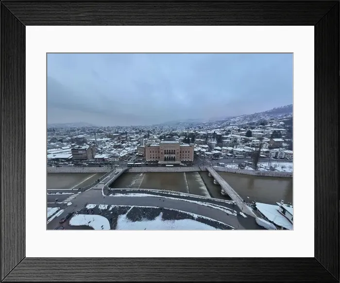 Framed Print : Sarajevo city hall or national library in town center aerialhyper lapse or time lapse Framed Print : Sarajevo city hall or national library in town center aerialhyper lapse or time lapse