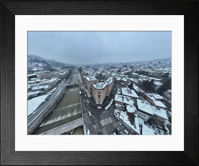 Framed Print : Sarajevo city hall or national library in town center aerialhyper lapse or time lapse Framed Print : Sarajevo city hall or national library in town center aerialhyper lapse or time lapse