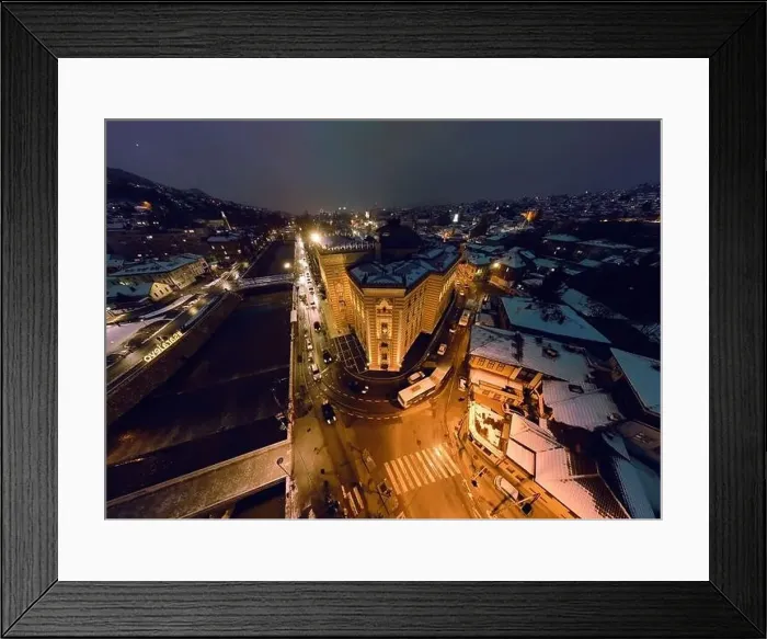Framed Print : Sarajevo city hall or national library in town center aerialhyper lapse or time lapse Framed Print : Sarajevo city hall or national library in town center aerialhyper lapse or time lapse