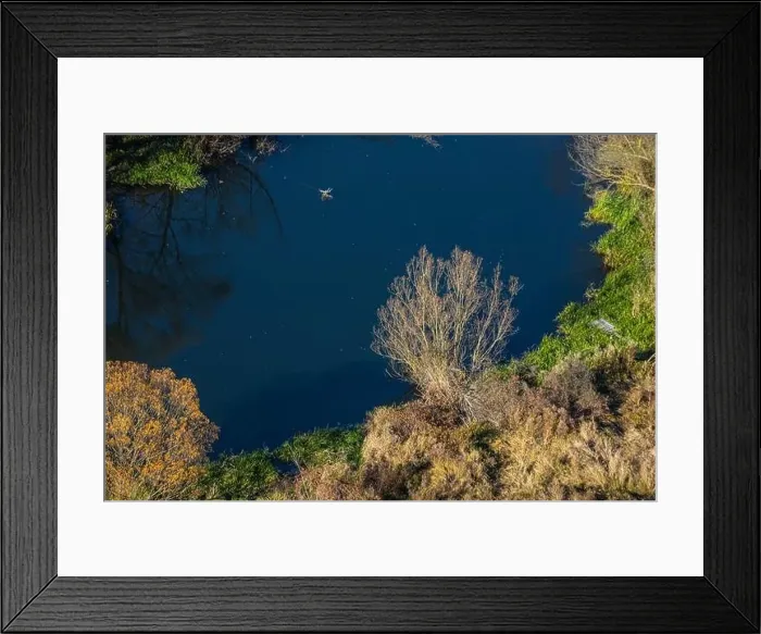 Framed Print : Aerial view of the river in the wild during the fall season Framed Print : Aerial view of the river in the wild during the fall season