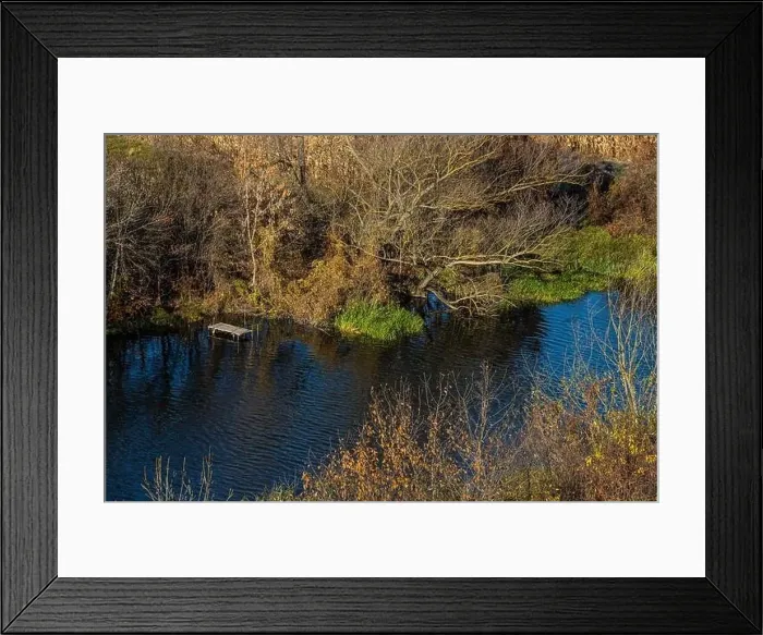 Framed Print : Aerial view of the river in the wild during the fall season Framed Print : Aerial view of the river in the wild during the fall season