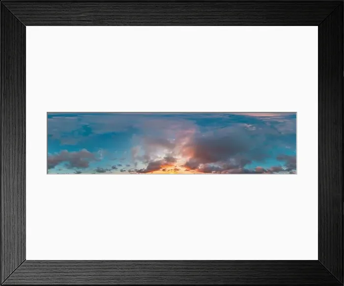 Framed Print : Dark blue sunset sky panorama with pink Cumulus clouds Framed Print : Dark blue sunset sky panorama with pink Cumulus clouds