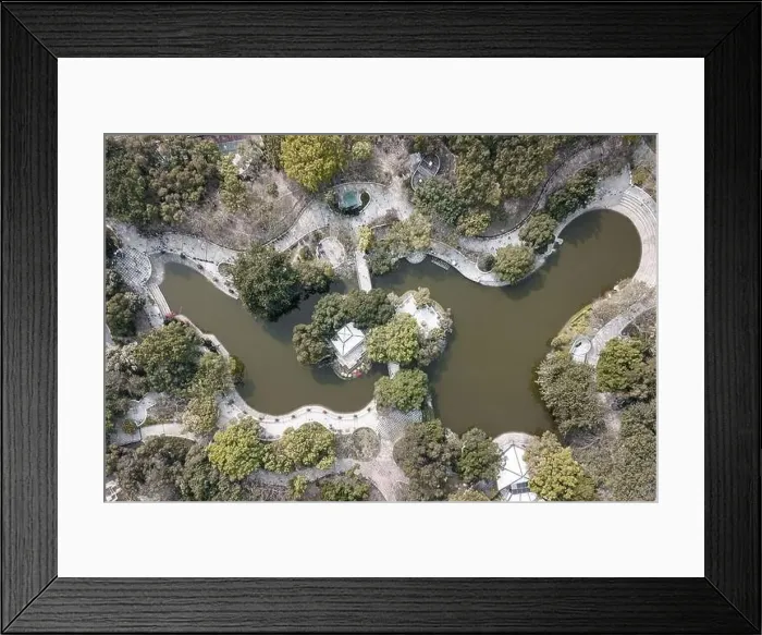 Framed Print : Park Drone Aerial View City Framed Print : Park Drone Aerial View City