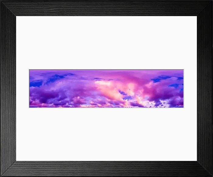 Framed Print : Dramatic magenta sunset sky panorama with Cumulus clouds Framed Print : Dramatic magenta sunset sky panorama with Cumulus clouds
