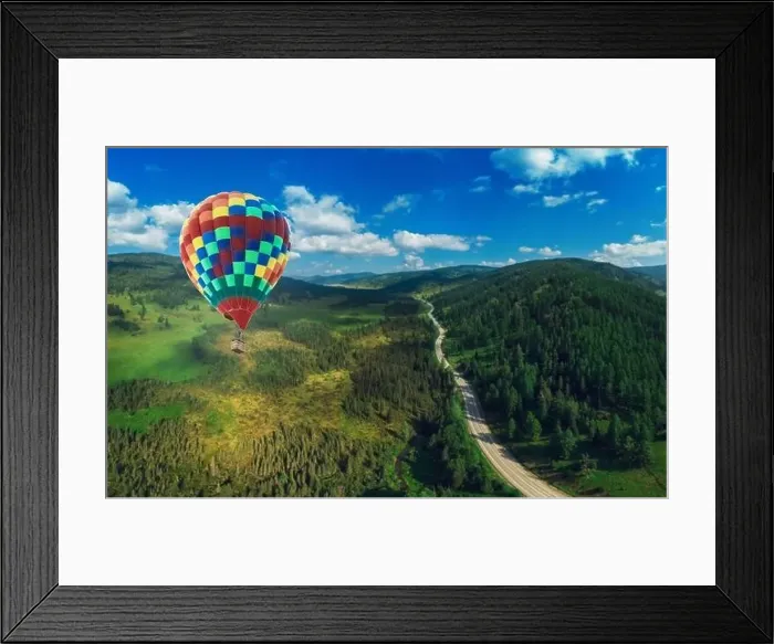 Framed Print : Hot air balloons floating up to the sky. Aerial drone shot Framed Print : Hot air balloons floating up to the sky. Aerial drone shot