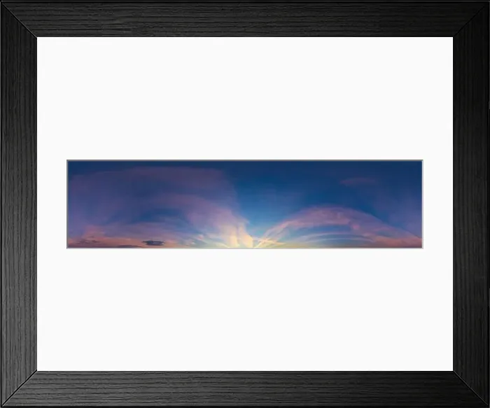 Framed Print : Dark blue sunset sky panorama with pink Cirrus clouds Framed Print : Dark blue sunset sky panorama with pink Cirrus clouds