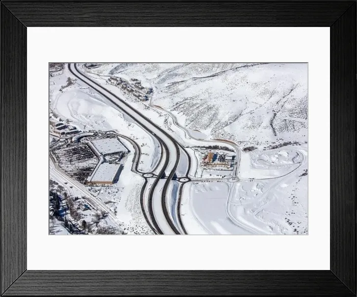 Framed Print : Aerial view of Interstate 70 highway near Avon, Colorado on a sunny Winter afternoon Framed Print : Aerial view of Interstate 70 highway near Avon, Colorado on a sunny Winter afternoon