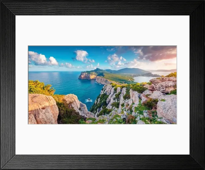 Framed Print : Aerial landscape photography. Astonishing summer view of Caccia cape Framed Print : Aerial landscape photography. Astonishing summer view of Caccia cape