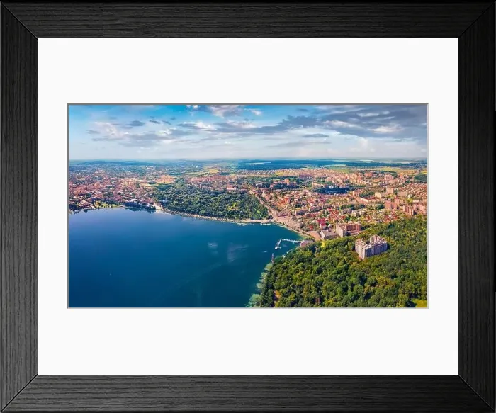 Framed Print : Aerial landscape photography. Splendid summer view of Ternopil town Framed Print : Aerial landscape photography. Splendid summer view of Ternopil town