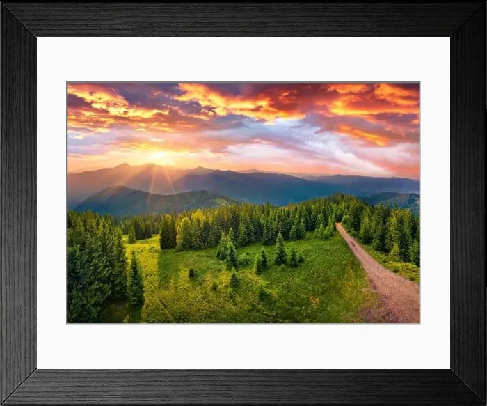 Framed Print : Amazing summer view from flying drone of Yahidna mountain in the first sunlight Framed Print : Amazing summer view from flying drone of Yahidna mountain in the first sunlight