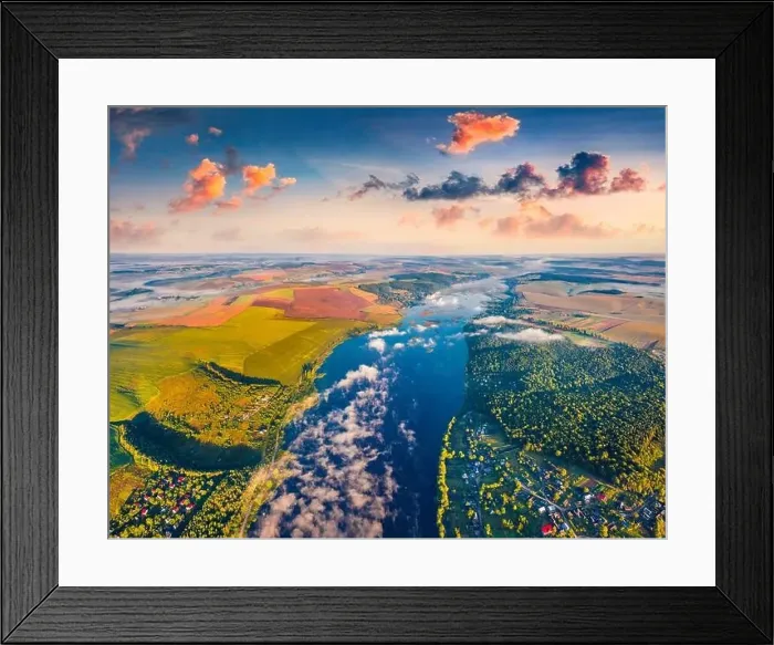 Framed Print : Aerial landscape photography. Splendid summer scene of Ivachiv lake