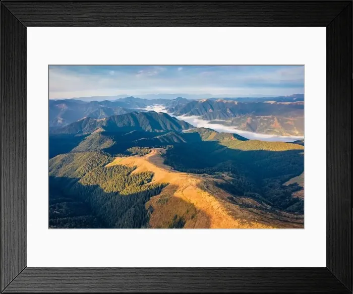 Framed Print : Aerial landscape photography. Stunning summer view from flying drone of Sheshul mountain range Framed Print : Aerial landscape photography. Stunning summer view from flying drone of Sheshul mountain range