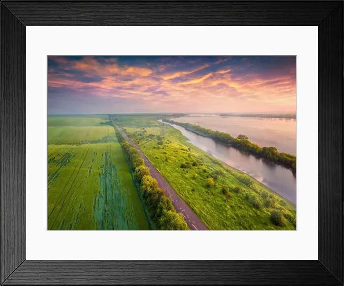 Framed Print : Aerial landscape photography. Stunning morning view from flying drone of Plotycha lake Framed Print : Aerial landscape photography. Stunning morning view from flying drone of Plotycha lake
