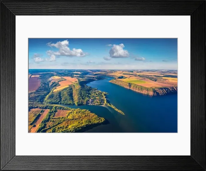 Framed Print : Aerial landscape photography. Breathtaking morning view from flying drone of Bakotska Bay Framed Print : Aerial landscape photography. Breathtaking morning view from flying drone of Bakotska Bay