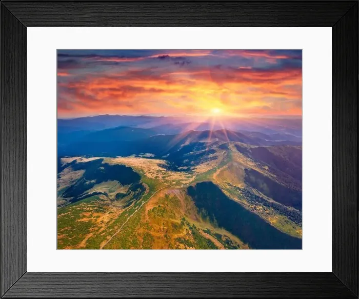 Framed Print : Aerial landscape photography. Astonishing summer view from flying drone of Menchul mountain range Framed Print : Aerial landscape photography. Astonishing summer view from flying drone of Menchul mountain range