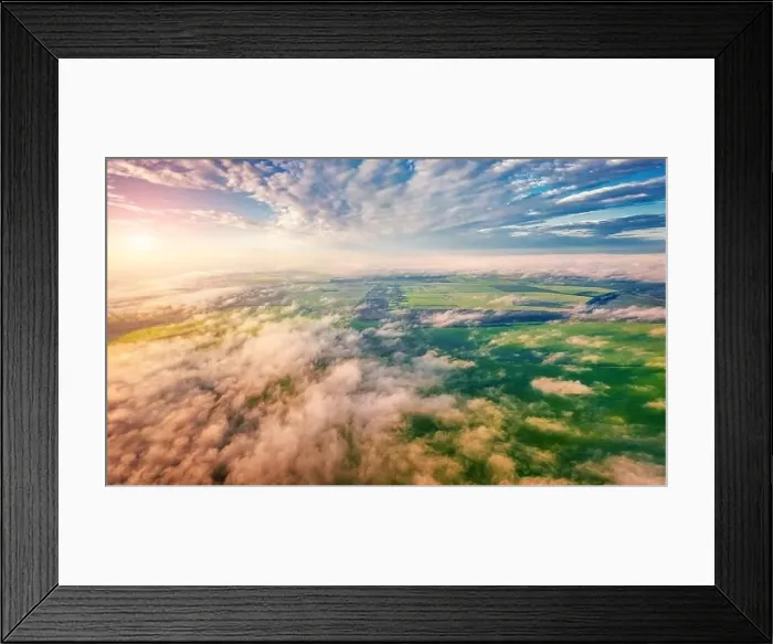 Framed Print : Abstract aerial view from flying drone of cultivated fields Framed Print : Abstract aerial view from flying drone of cultivated fields