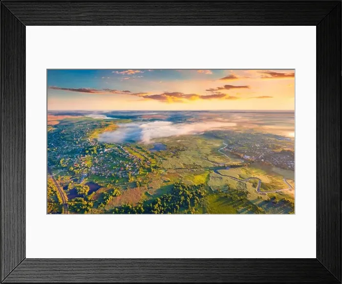 Framed Print : Beautiful summer scenery. Fantastic summer view from flying drone of zigzag shape Seret river Framed Print : Beautiful summer scenery. Fantastic summer view from flying drone of zigzag shape Seret river