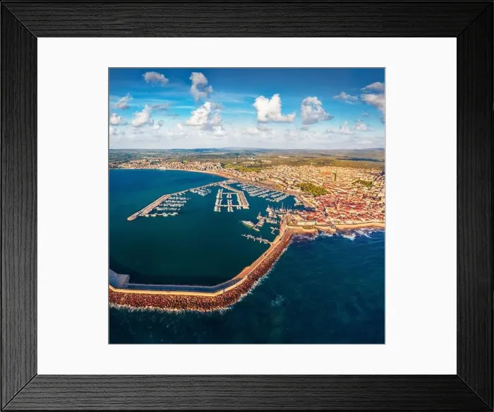 Framed Print : Aerial landscape photography. Beautiful spring view from flying drone of Alghero port Framed Print : Aerial landscape photography. Beautiful spring view from flying drone of Alghero port