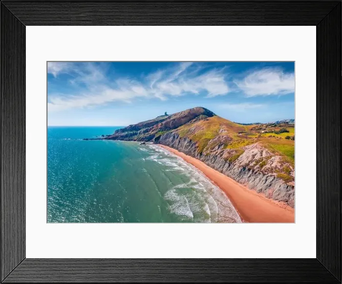 Framed Print : Beautiful marine scenery. Superb morning view from flying drone of empty Giallonardo Beach Framed Print : Beautiful marine scenery. Superb morning view from flying drone of empty Giallonardo Beach