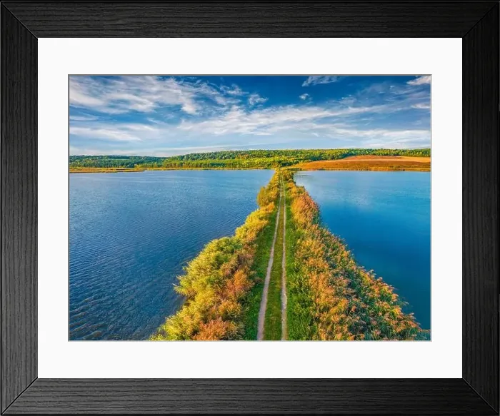 Framed Print : Aerial landscape photography. Attractive summer scene of Vertelka lake Framed Print : Aerial landscape photography. Attractive summer scene of Vertelka lake
