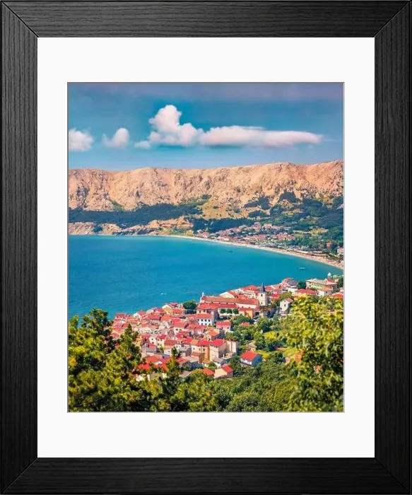 Framed Print : Aerial landscape photography. Sunny summer view of Bashka town Framed Print : Aerial landscape photography. Sunny summer view of Bashka town