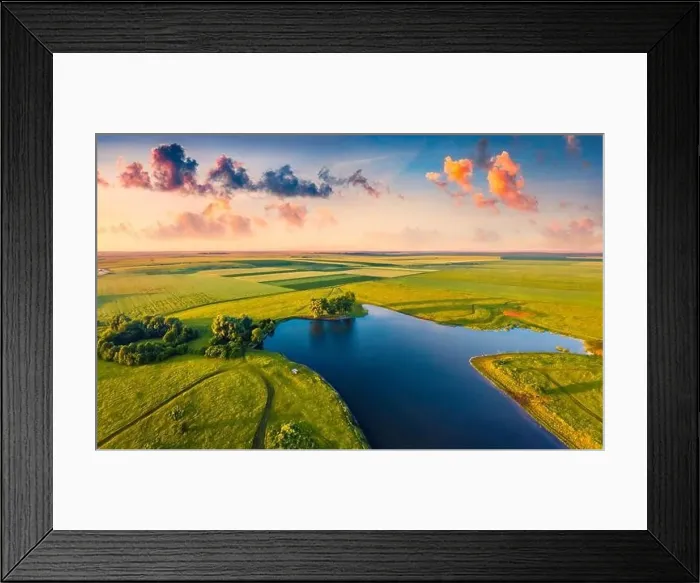 Framed Print : Beautiful summer scenery. Splendid summer sunrise on Stara Brykulia lake Framed Print : Beautiful summer scenery. Splendid summer sunrise on Stara Brykulia lake
