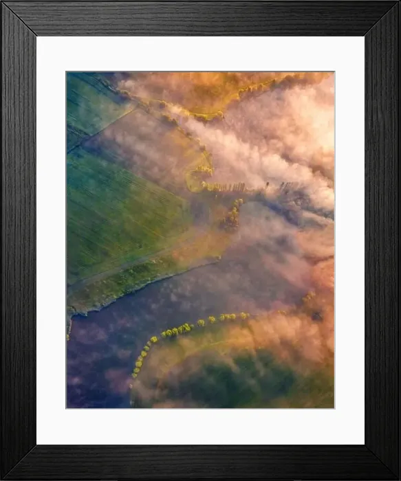 Framed Print : Straight down view from flying drone of Angelivka pond Framed Print : Straight down view from flying drone of Angelivka pond