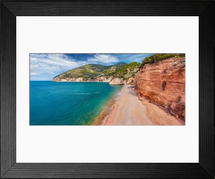 Framed Print : Aerial landscape photography. Captivating summer view of popular tourist destination - Mattinatella beach Framed Print : Aerial landscape photography. Captivating summer view of popular tourist destination - Mattinatella beach