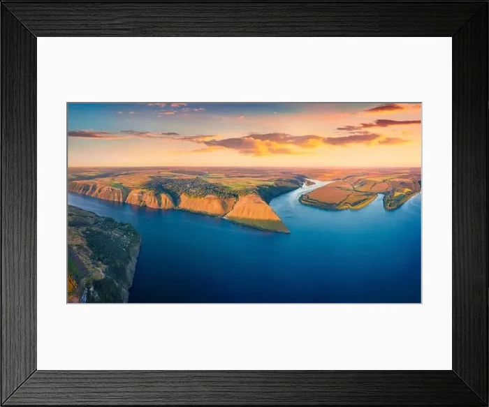 Framed Print : Aerial landscape photography. Attractive morning view from flying drone of Bakotska Bay Framed Print : Aerial landscape photography. Attractive morning view from flying drone of Bakotska Bay