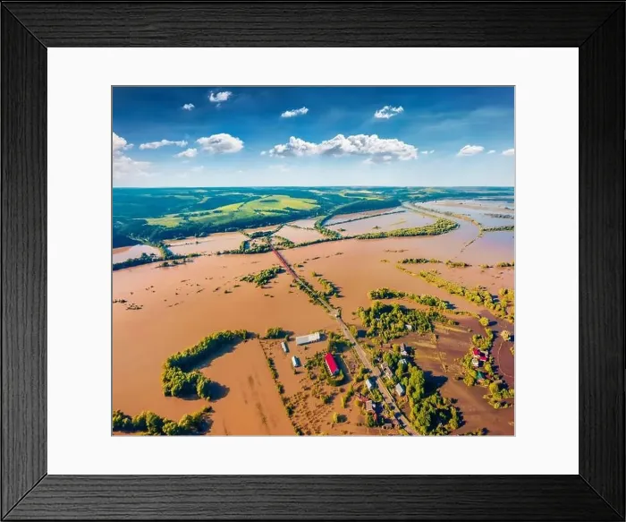 Framed Print : Flooded villages in western Ukraine Framed Print : Flooded villages in western Ukraine