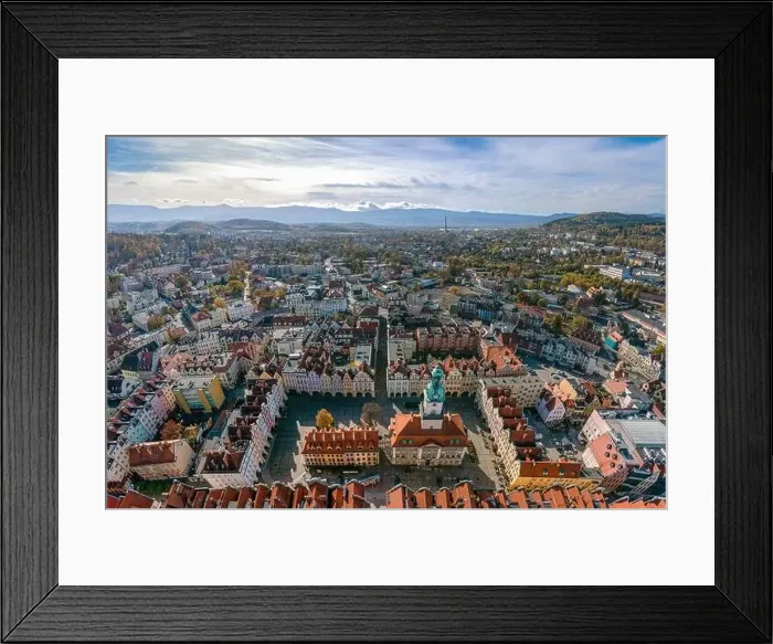 Framed Print : Jelenia Gora city center aerial view Framed Print : Jelenia Gora city center aerial view