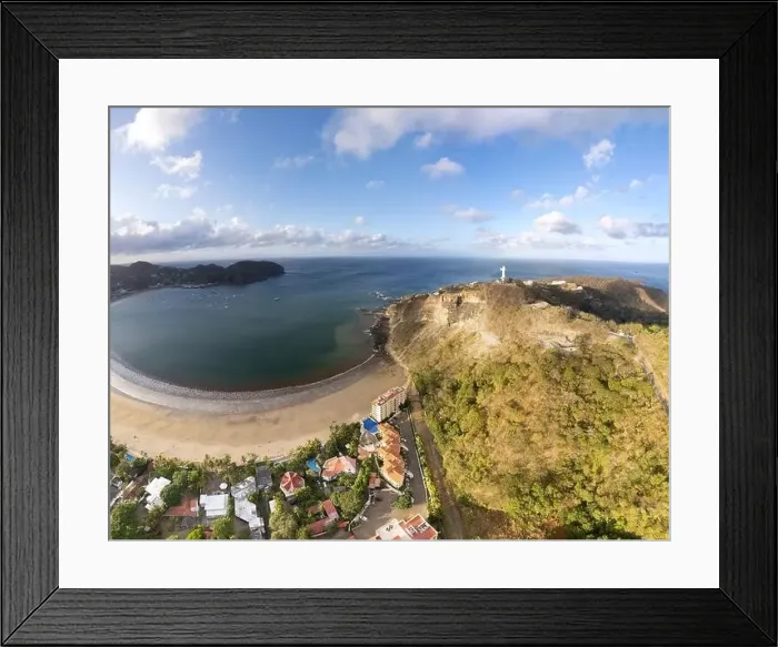 Framed Print : San Juan Del Sur bay aerial drone view on sunny sunrise light Framed Print : San Juan Del Sur bay aerial drone view on sunny sunrise light
