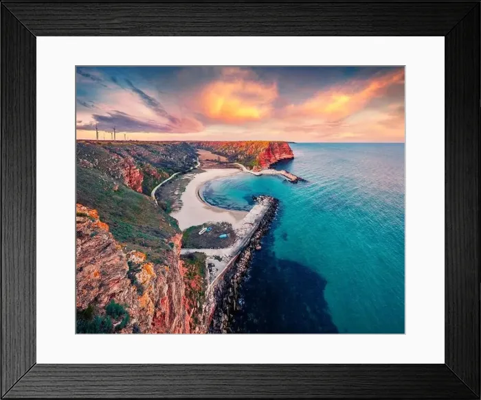 Framed Print : Early morning on Bolata beach. Stunning spring seascape of Black sea Framed Print : Early morning on Bolata beach. Stunning spring seascape of Black sea