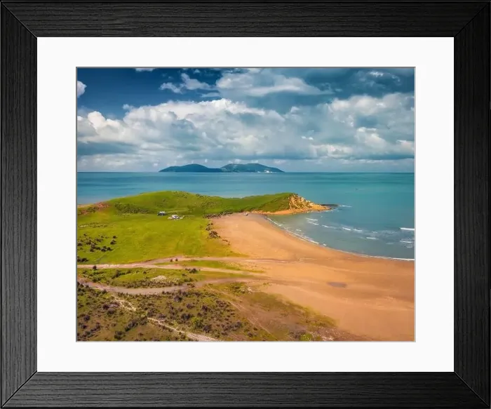 Framed Print : Sunny morning view from flying drone of Zvernec Beach Framed Print : Sunny morning view from flying drone of Zvernec Beach