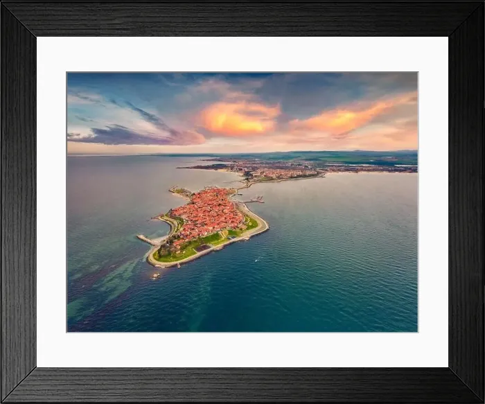 Framed Print : View from flying drone of old town of Nessebar Framed Print : View from flying drone of old town of Nessebar