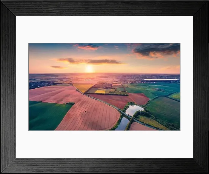 Framed Print : Aerial landscape photography. Exciting summer sunrise on Ternopil outskirts with smal lake and asphalt road Framed Print : Aerial landscape photography. Exciting summer sunrise on Ternopil outskirts with smal lake and asphalt road