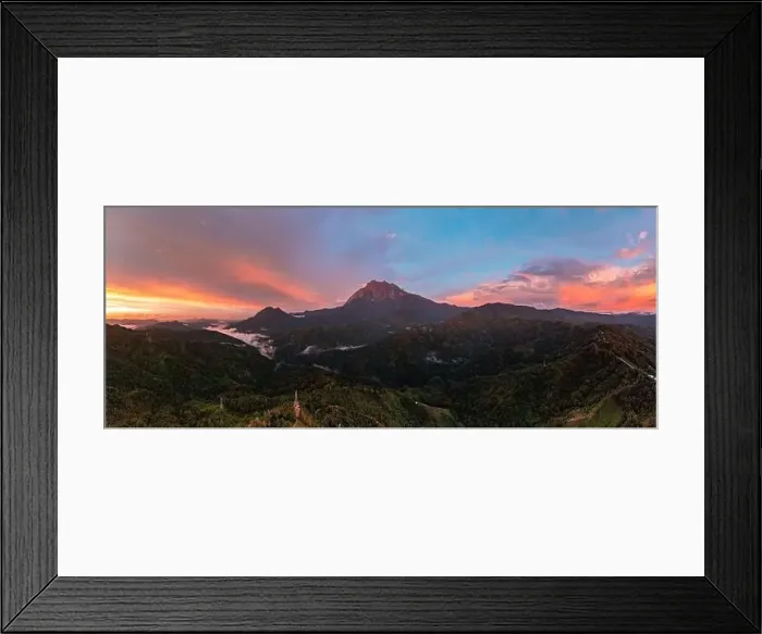 Framed Print : Majestic panoramic Mount Kinabalu shining golden during Sunset from Pekan Nabalu, Sabah, Malaysia Framed Print : Majestic panoramic Mount Kinabalu shining golden during Sunset from Pekan Nabalu, Sabah, Malaysia