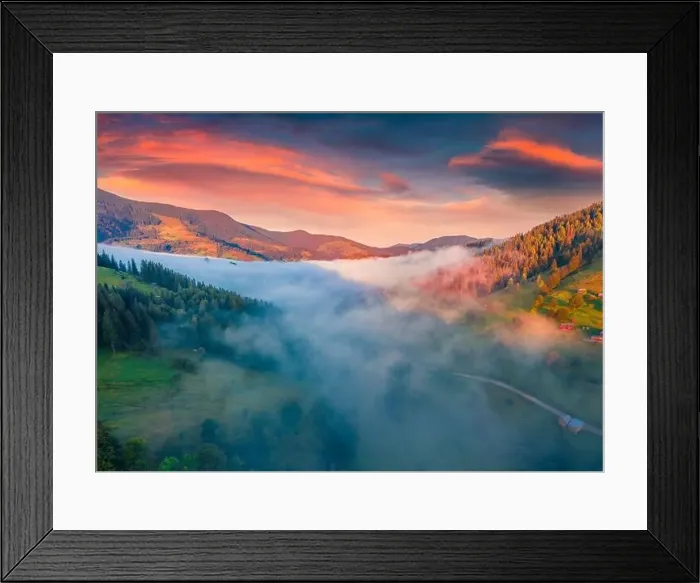 Framed Print : Astonishing autumn sunrise in Carpathian mountains Framed Print : Astonishing autumn sunrise in Carpathian mountains