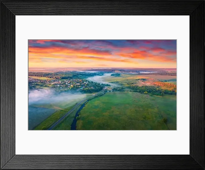 Framed Print : Captivating summer sunrise in Ukrainian countryside Framed Print : Captivating summer sunrise in Ukrainian countryside
