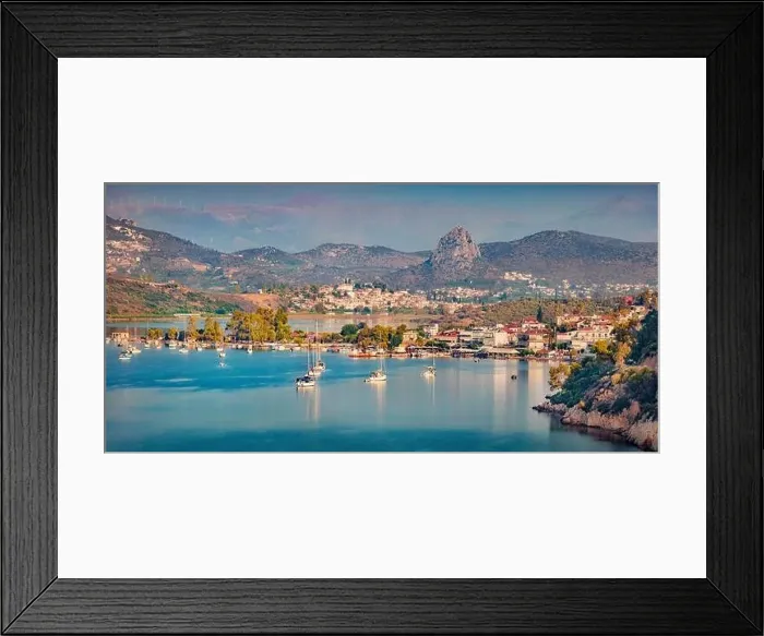 Framed Print : Astonishing summer cityscape of Vivari port Framed Print : Astonishing summer cityscape of Vivari port