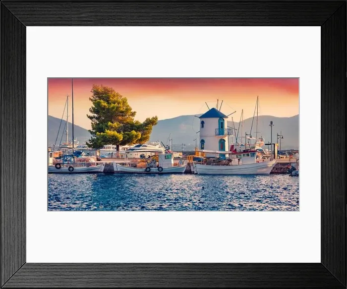 Framed Print : Wonderful summer seascape of Nea Artaki port Framed Print : Wonderful summer seascape of Nea Artaki port