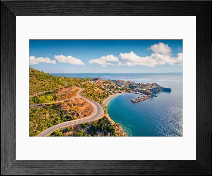 Framed Print : View from flying drone of Sampatiki port Framed Print : View from flying drone of Sampatiki port