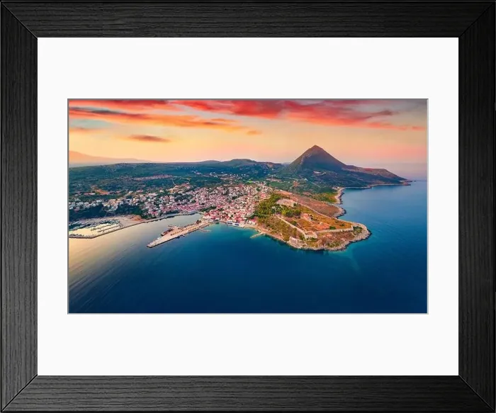Framed Print : View from flying drone of Pylos Castle Framed Print : View from flying drone of Pylos Castle