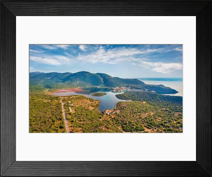 Framed Print : View from flying drone of Limin Ieraka village Framed Print : View from flying drone of Limin Ieraka village