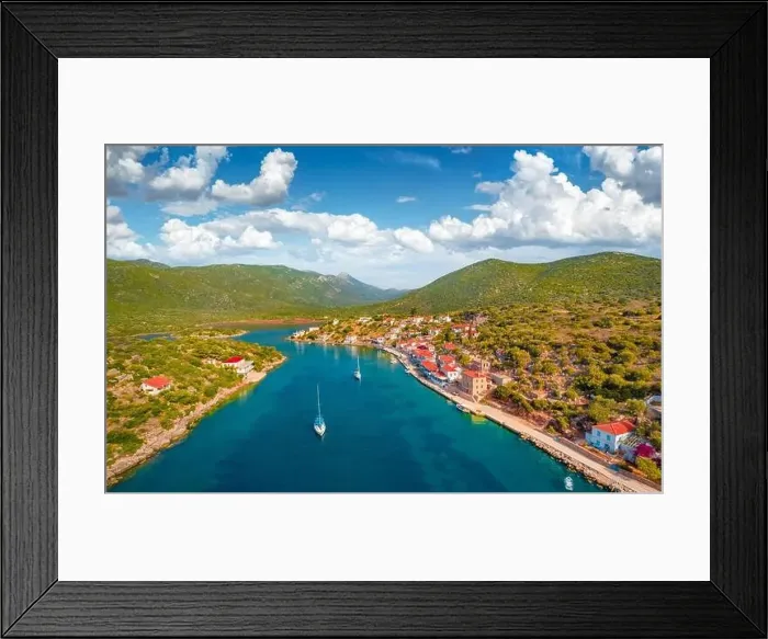 Framed Print : View from flying drone of Limin Ieraka village Framed Print : View from flying drone of Limin Ieraka village